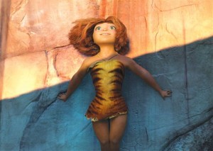 Eep, voiced by Emma Stone, longs for an adventure while standing on a ledge. II AP Photo