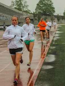 With the OVC Outdoor Championships drawing near, the track and field team did not let a rainy day slow them down. Kate Russell/The News
