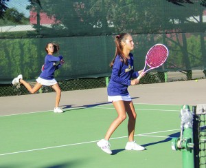 Lori Allen/The News Freshmen twins Eleonore and Verginie Tchakarova bring a unique flair to the women’s tennis team.