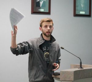 Jenny Rohl/The News, Bryce Norris spoke in opposition to the proposed revisions.