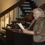Jesse Carruthers  ||  Judith Shearer reads material to a small crowd in the Clara M. Eagle Art Gallery Thursday night.