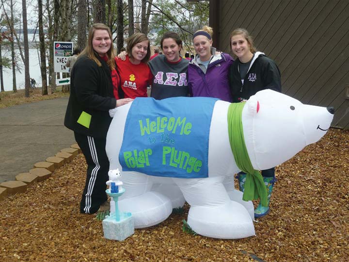 Members of Alpha Sigma Alpha pose at the 2012 Polar Bear Plunge. They are currently raising funds for the 2013 plunge.