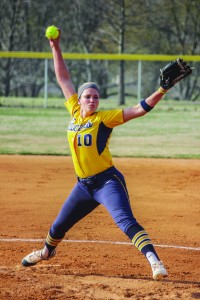 Freshman J. J. Francis delivers a pitch against Bethel at Central Park. Taylor McStoots || The News