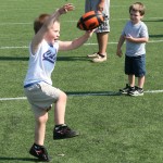 The children got a chance to punt and kick early in the day.