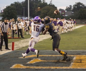 Lori Allen // The News  / Defensive Back Darrell Smith (No. 38), senior from Port St. Joe, Fla., prevents Tennessee Tech from scoring.