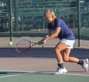 Lori Allen // The News / In their last tournament of the fall season, junior Andrea Eskauriatza won the title in No. 1 singles play.