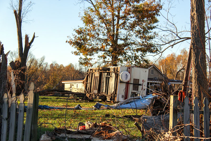 Lori Allen // The News  /// Sunday’s tornado hit Brookport, Ill., tipping over mobile homes and vehicles on Ohio Street, a main road through the town.