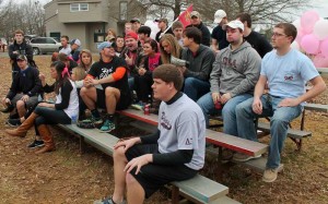 Jenny Rohl/The News Students watch Strikeout Arthritis, a philanthropy event held by Alpha Omicron Pi Saturday to raise money for arthritis research. 