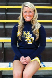 Jenny Rohl/The News Senior captain Allison Petterson looks back on her career as a Racer cheerleader.