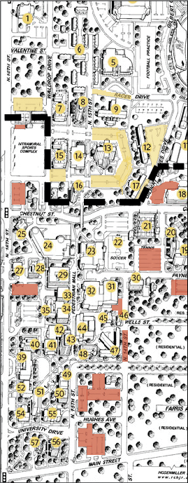 Summer Bush/The News Areas shaded on the map above the dotted line are on-campus student parking lots. Areas below the dotted line are commuter parking lots. Original map courtesy of murraystate.edu.