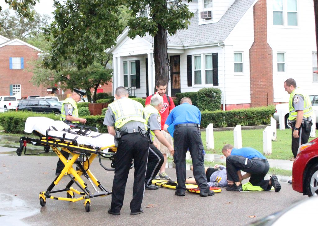 Lexy Gross/The News Tara Pursley, junior from Benton, Ky., was hit by a car Tuesday afternoon on Hughes Street near campus.