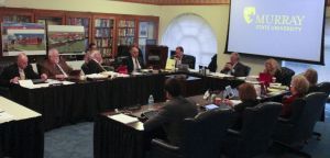 The Board of Regents and President Bob Davies debate new changes to campus at the Dec. 4 meeting.  