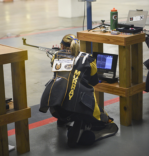 Kory Savage/The News Junior Tessa Howald led the Racers in smallbore during the Withrow Open at the Pat Spurgin Rifle Range Sunday.