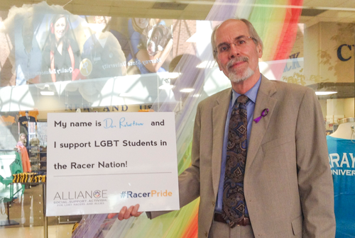 Courtesy of LGBT Alliance  Don Robertson, vice president of Student Affairs, is a proud supports LGBT Alliance. 
