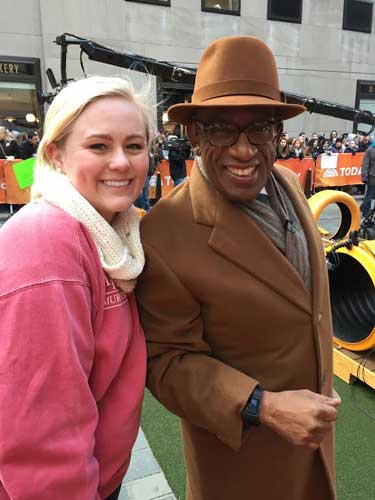 Photo courtesy of Grace Ritchie Al Roker poses with Grace Ritchie, freshman from Bardstown, Ky., in New York City.