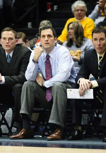 Haley Hays/The News Prohm watches as the Racers play Eastern Illinois Feb. 26 at the CFSB Center.