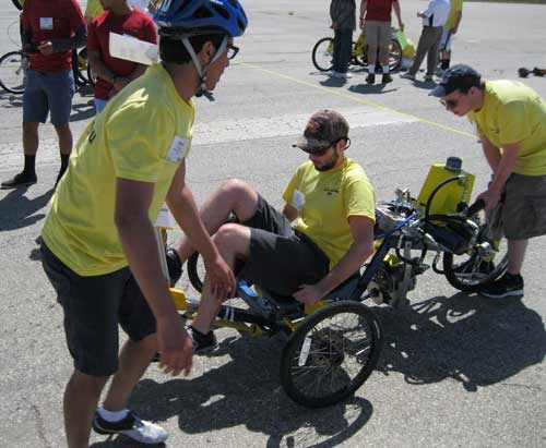 Courtesy of Sidney Martin Morgan Hays, junior from Murray, pedals the bike the Murray State team designed for the Parker Hannifin “Chainless Challenge.”