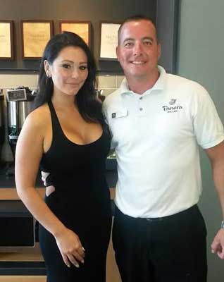 Photo courtesy of Trey Long Jenny Farley or “JWOWW” from “Jersey Shore” stopped into Murray’s Panera Bread in July.