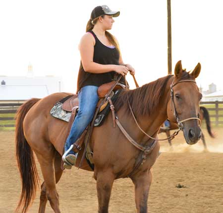 Emily Harris/The News Jessica Roy, senior from Vera Cruz, Pennsylvania, rides her horse during practice Tuesday night.