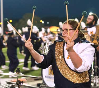 Jenny Rohl/The News Xylophone player, Katherine Holler, plays “Uptown Funk,” during its halftime performance.
