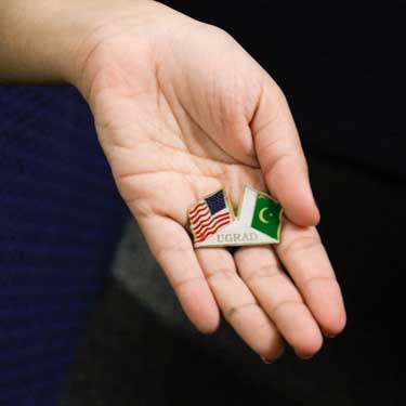 McKenna Dosier/The News A pin from the exchange program shows the U.S. and Pakistani flags. 