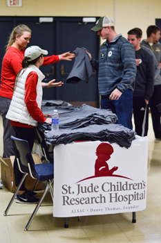 Emily Harris/The News Eventgoers bought shirts and other items in order to raise money for St. Jude Children’s Hospital.