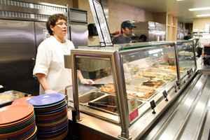 Nicole Ely/The News The “Salt and Pepper” hotline at Winslow Dining Hall will become self-serve after Spring Break to cut food service costs. 