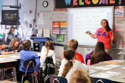 McKenna Dosier/The News Murray State’s chapter of Sigma Alpha taught fifth-graders about genetically modified organisms at Benton Elementary School. 
