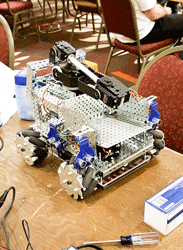 Photo courtesy of Alec Leedy The robot the Racer’s Robotics Team built for the competition.